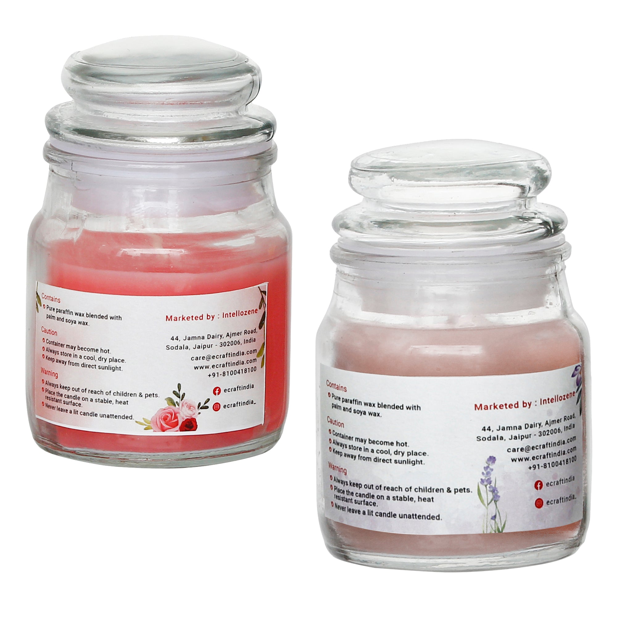 Set of 2 Lavender and Rose Scented Jar Candles 5