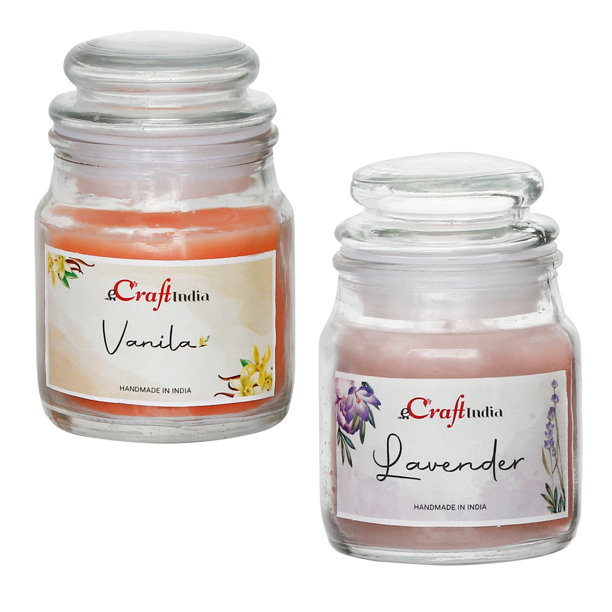 Set Of 2 Jar Lavender And Vanilla Scented Candles 2