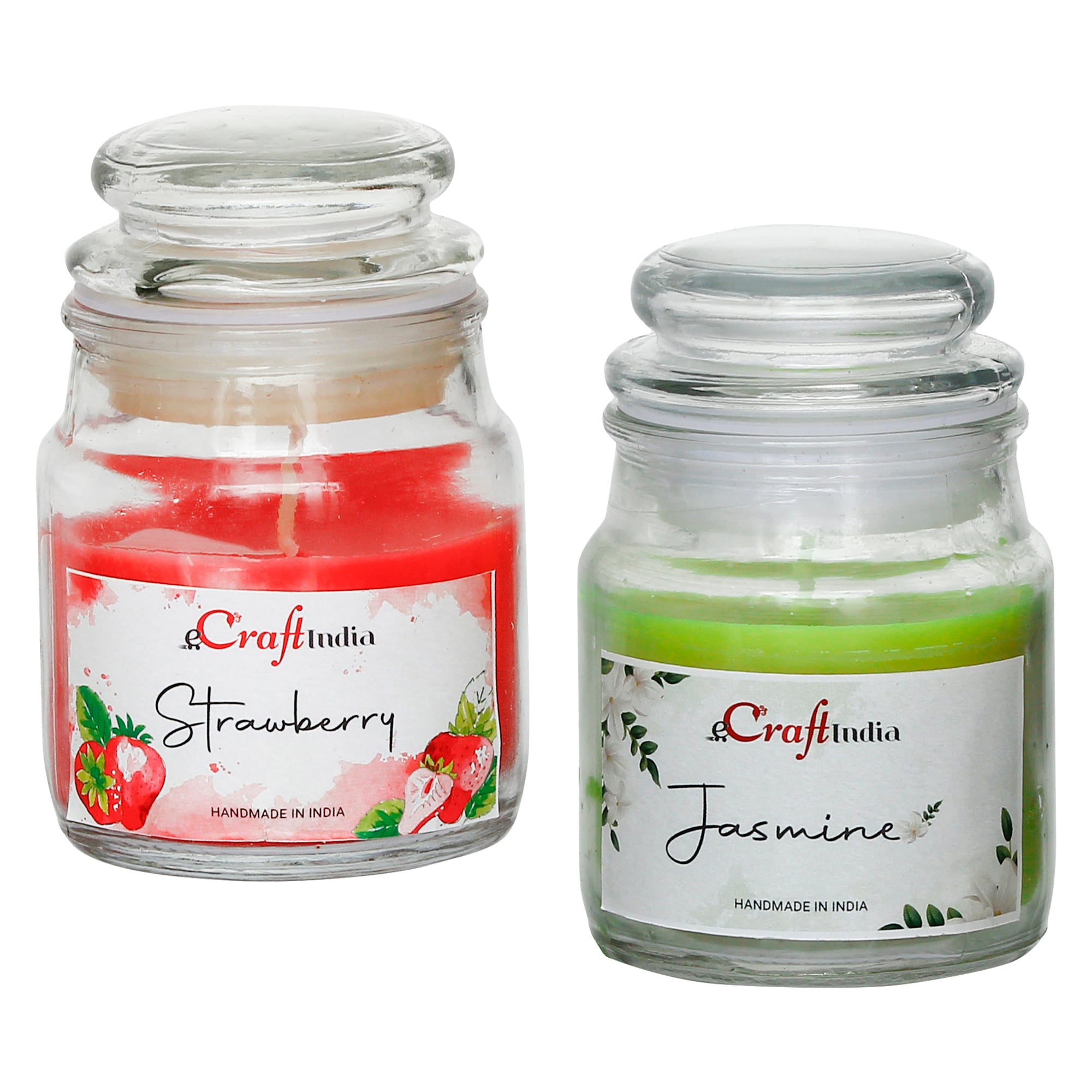 Set Of 2 Jar Strawberry And Jasmine Scented Candles 2