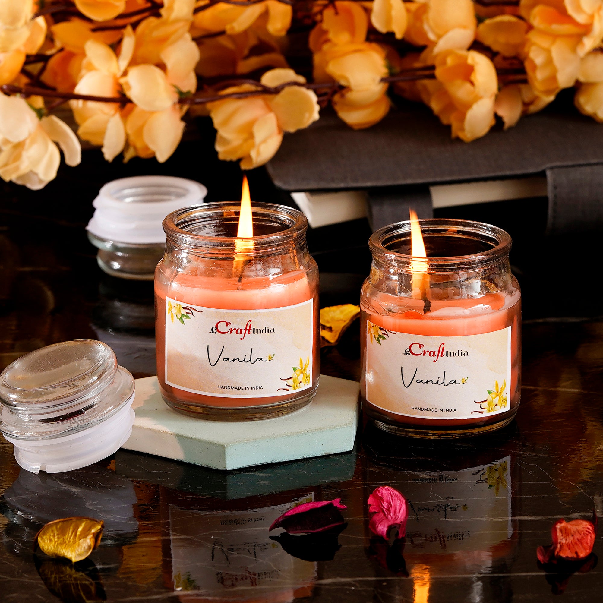 Set Of 2 Jar Vanilla Scented Candles