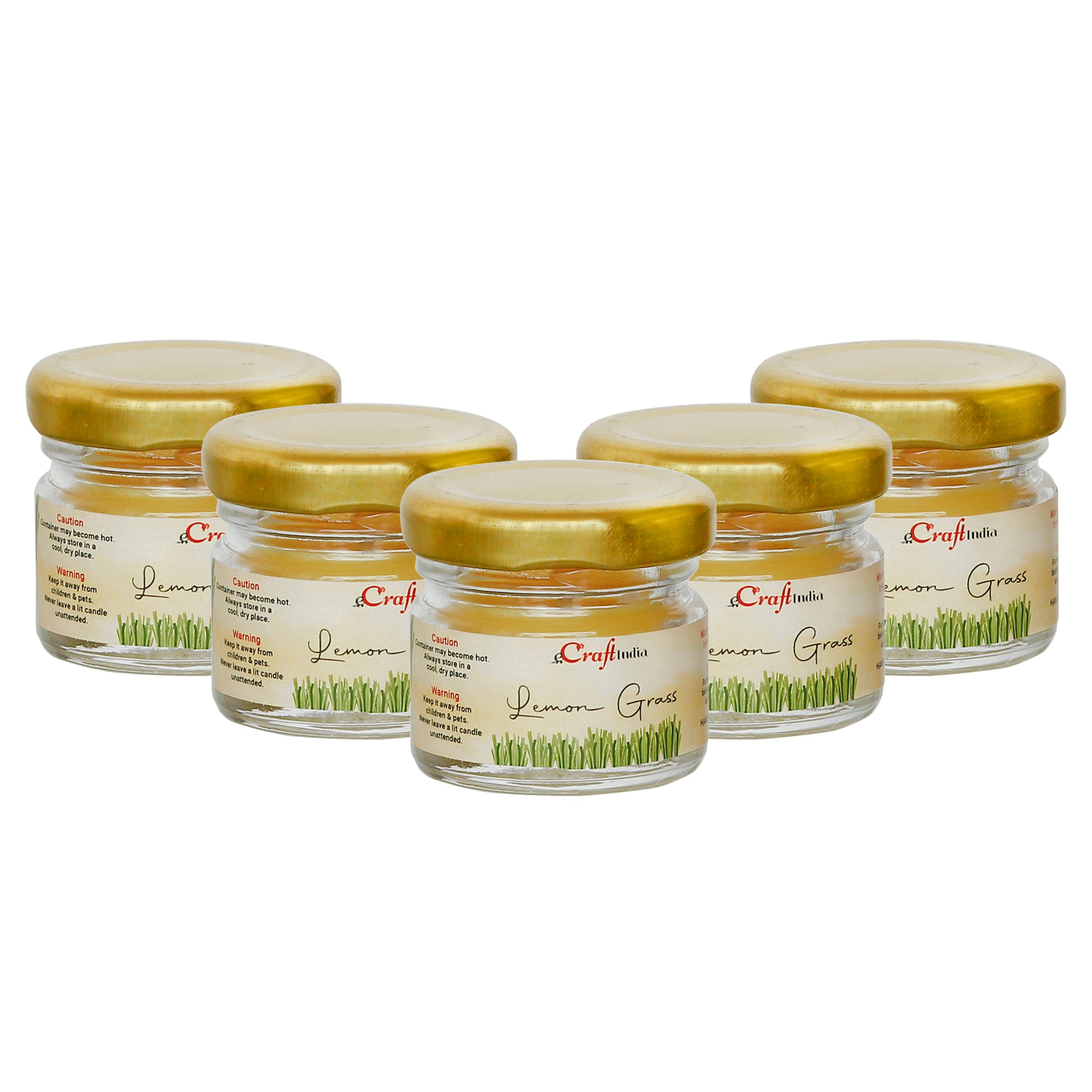 Set Of 5 Mini Jar Lemon Grass Scented Candles 2