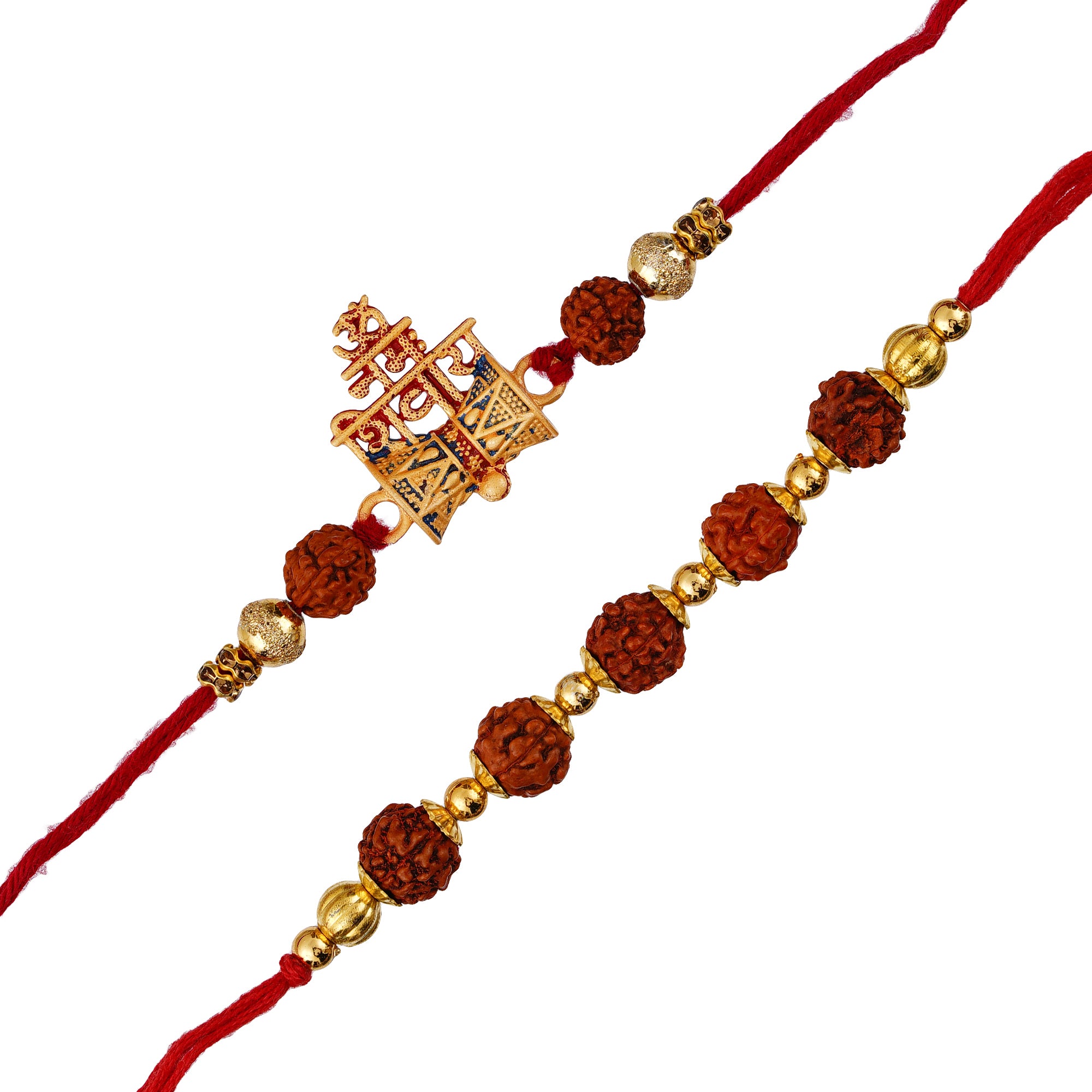 Pack of 2 Religious Rudraksh Rakhis and Roli Chawal Pack 2