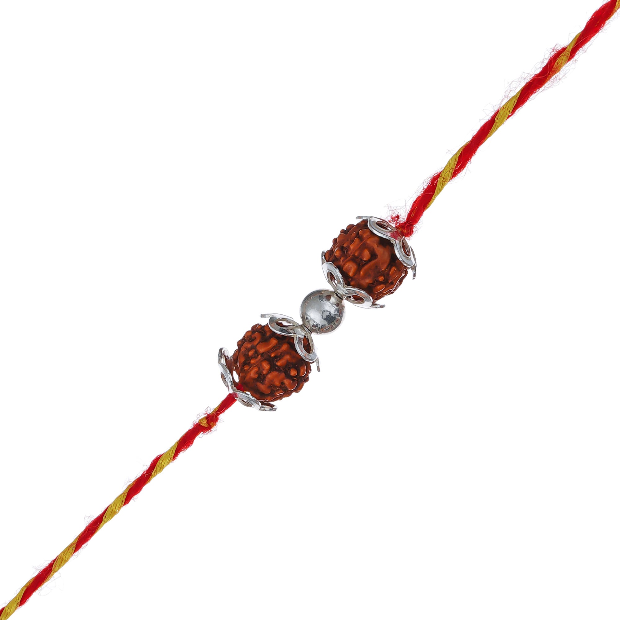 Premium Designer 925 Silver Rudraksh Rakhi and Roli Chawal Pack 1