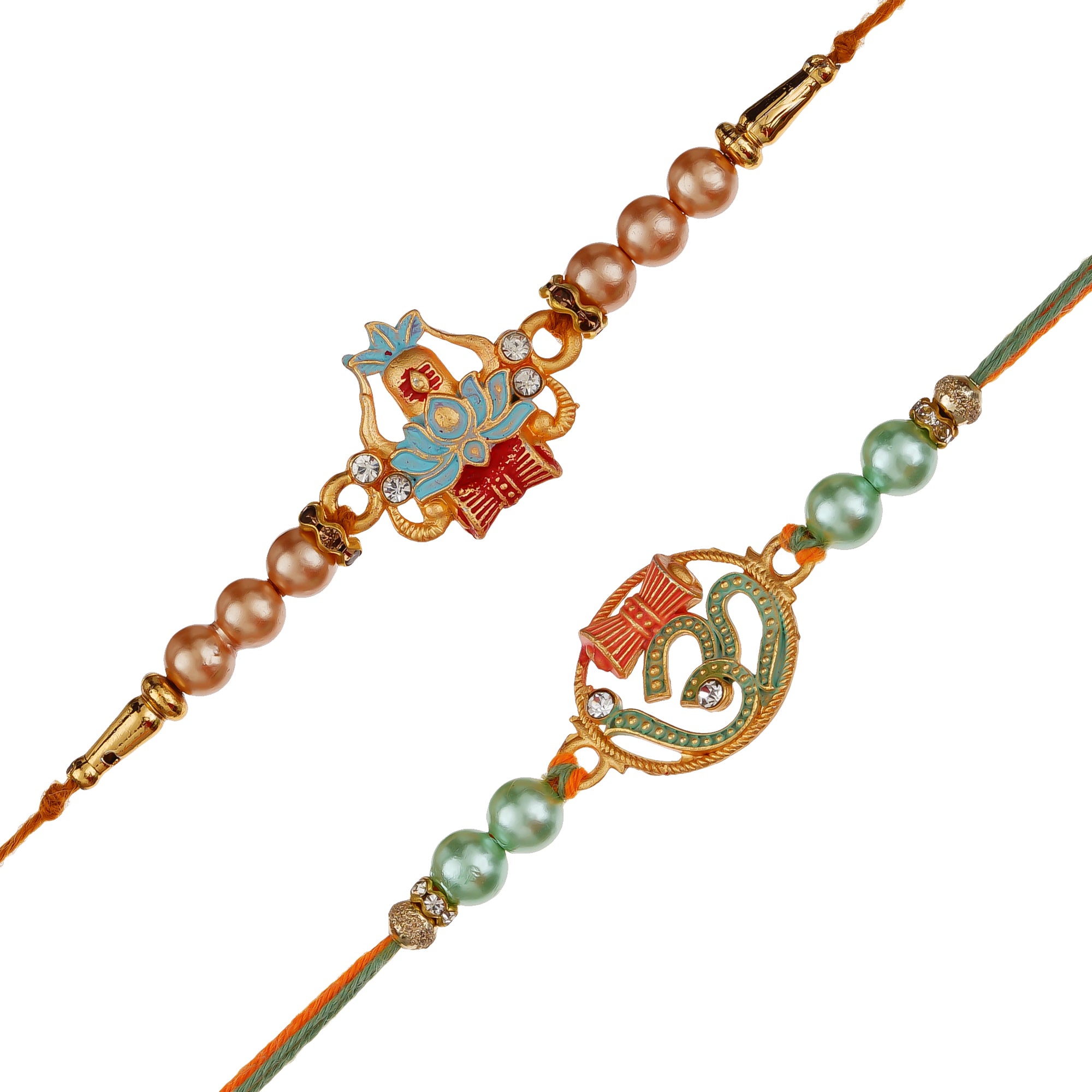 Multicolor Pack of 2 Designer Rakhis and Roli Chawal Pack 2