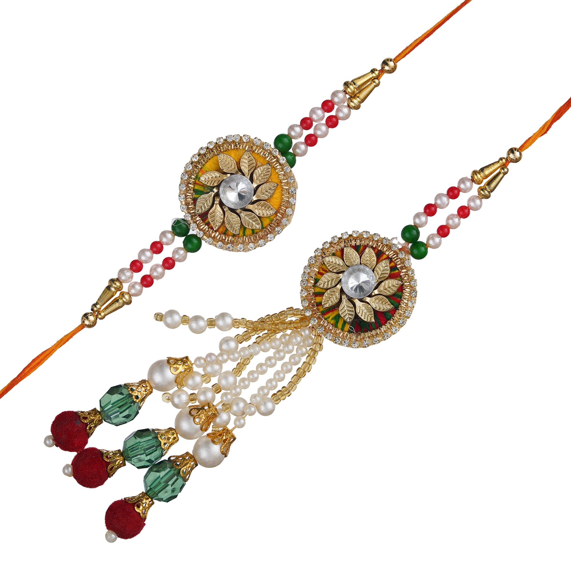 Beautiful Floral Designer Bhaiya Bhabhi Rakhi Set with Roli Chawal Pack 2