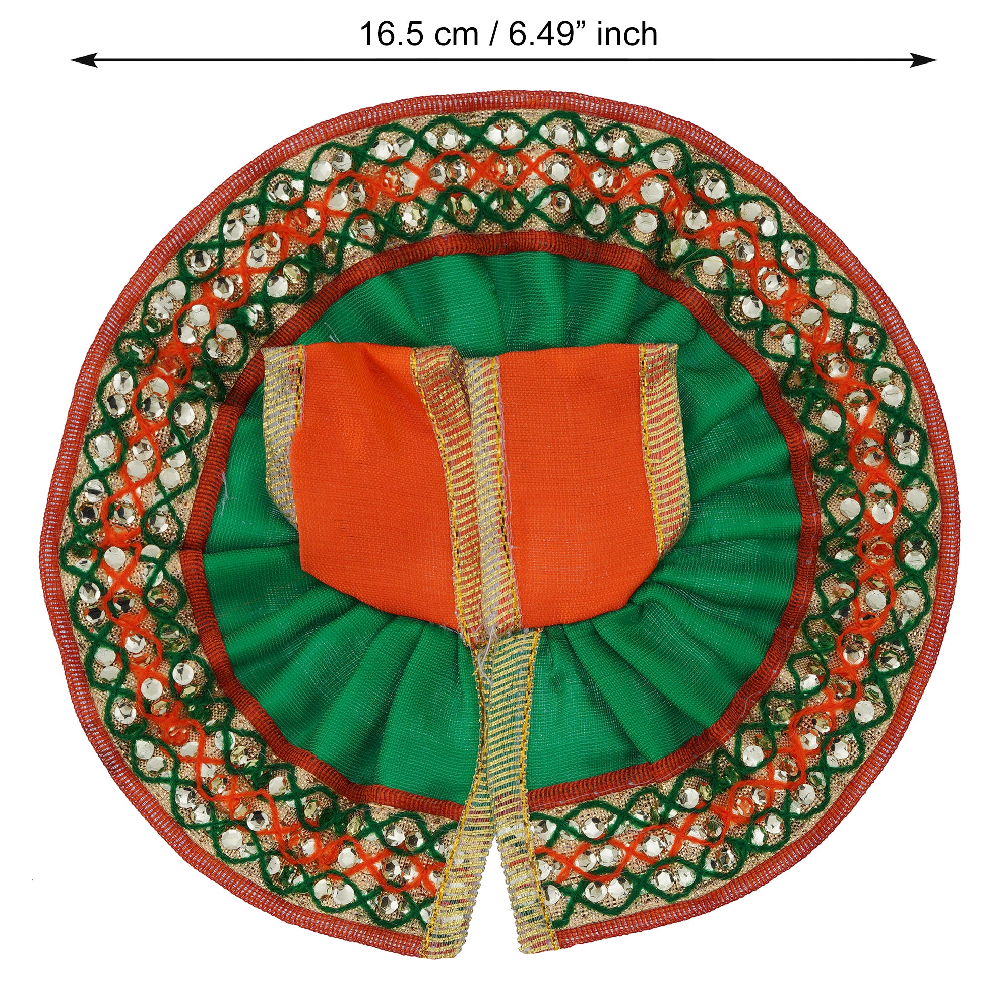 Green & Orange Decorative Baal Gopal Cotton Vastra/dress (Size 2) 2