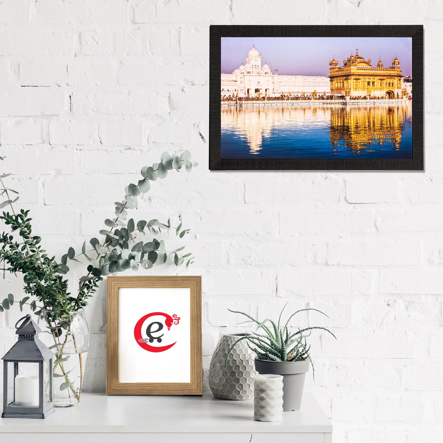 Beautiful Golden Temple Painting Digital Printed Religious Wall Art 1