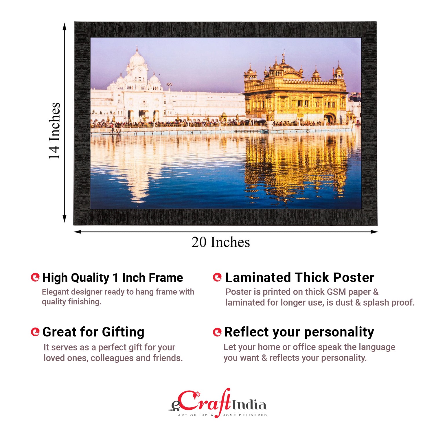 Beautiful Golden Temple Painting Digital Printed Religious Wall Art 2