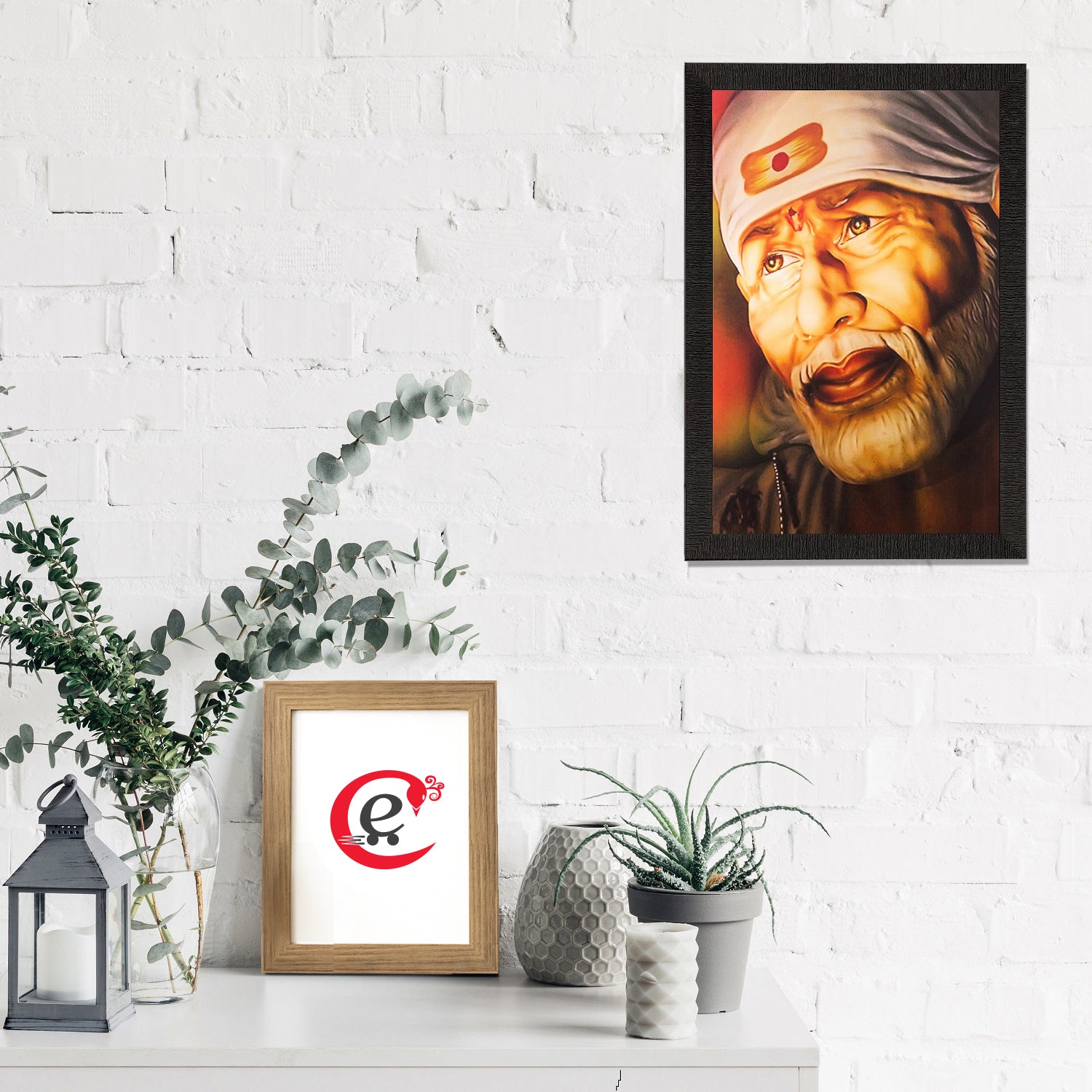 Enlightening Sai Baba Painting Digital Printed Religious Wall Art 1