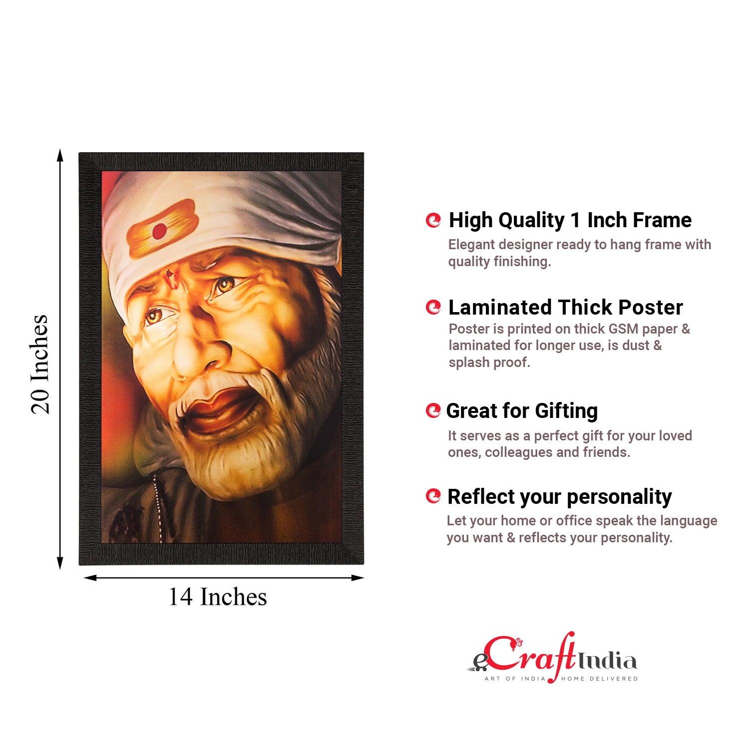 Enlightening Sai Baba Painting Digital Printed Religious Wall Art 2