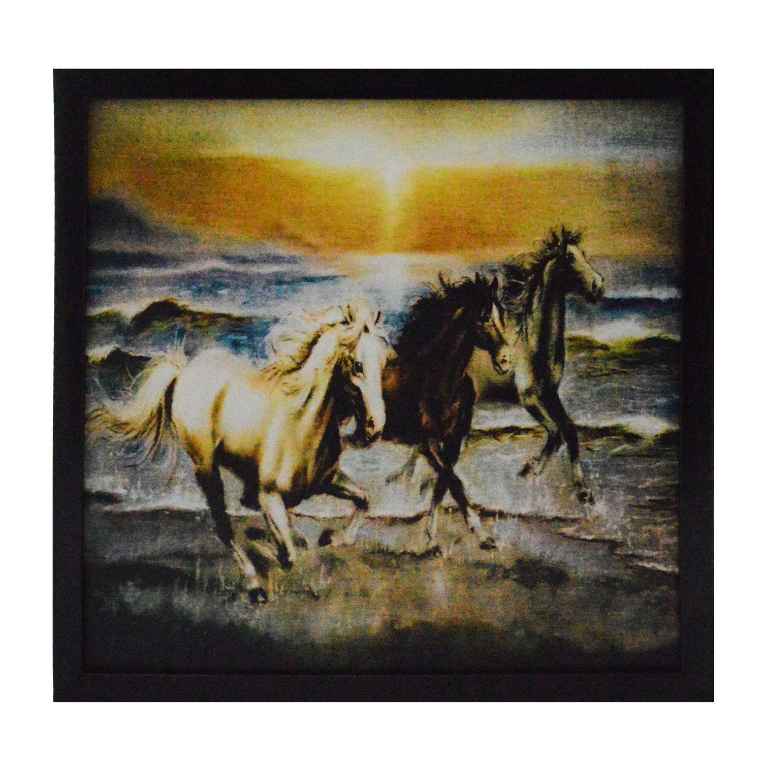 Running Lucky Horses Design Satin Matt Texture UV Art Painting