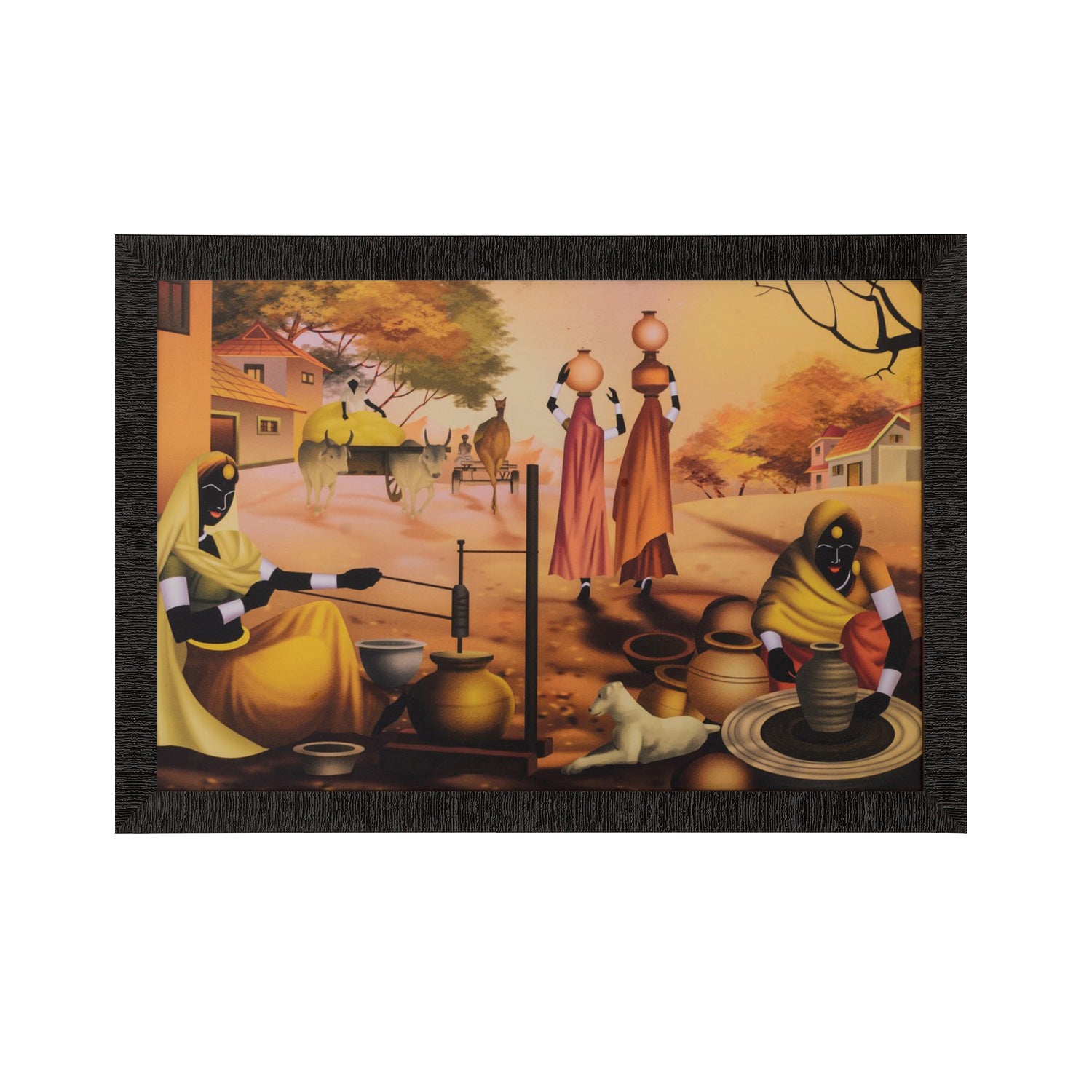 Pot Making Village Scene Satin Matt Texture UV Art Painting