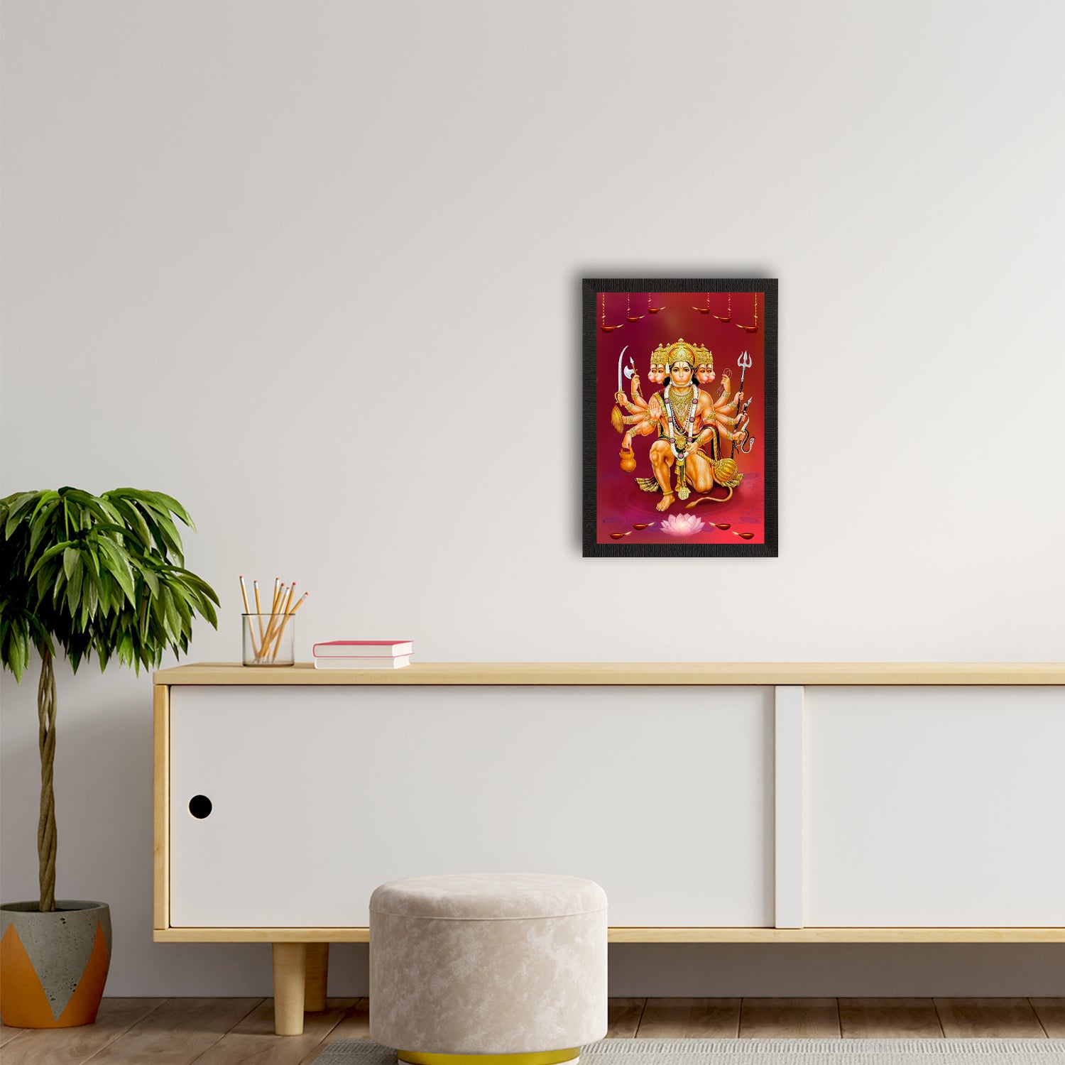 Panch Mukhi Lord Hanuman Satin Matt Texture UV Art Painting 2