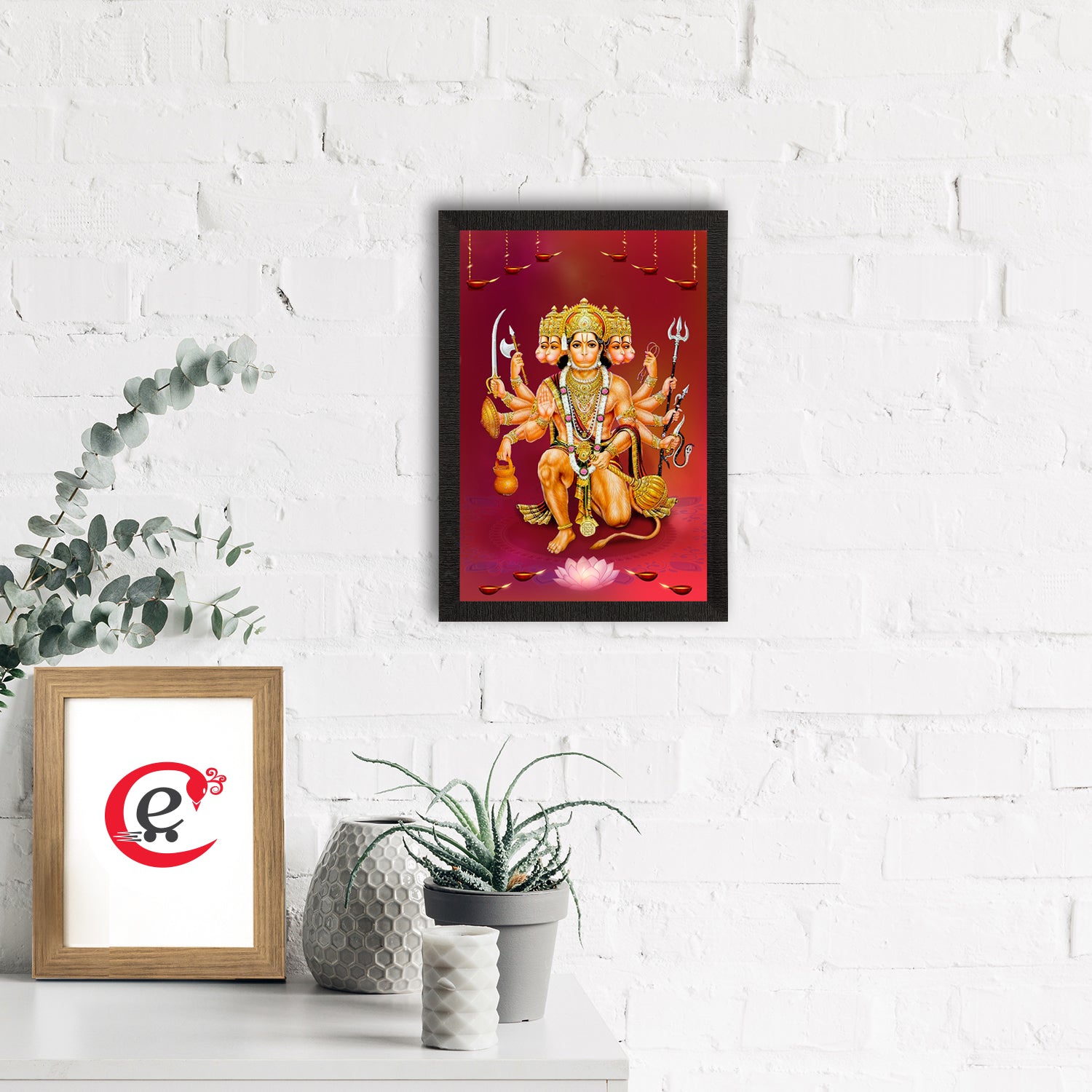 Panch Mukhi Lord Hanuman Satin Matt Texture UV Art Painting 1