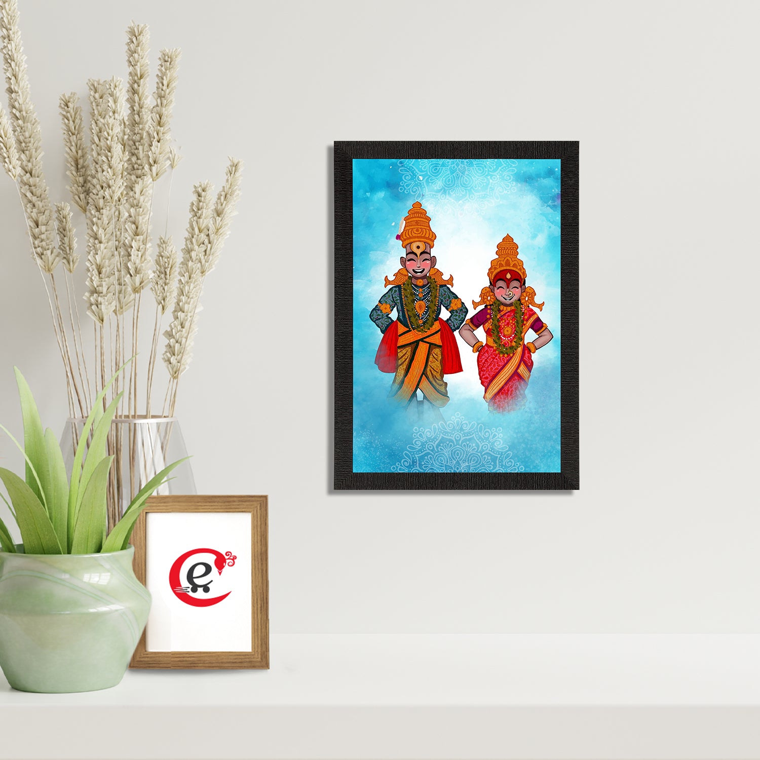 Lord Vitthal Rukmini Satin Matt Textured UV Digital Art Painting