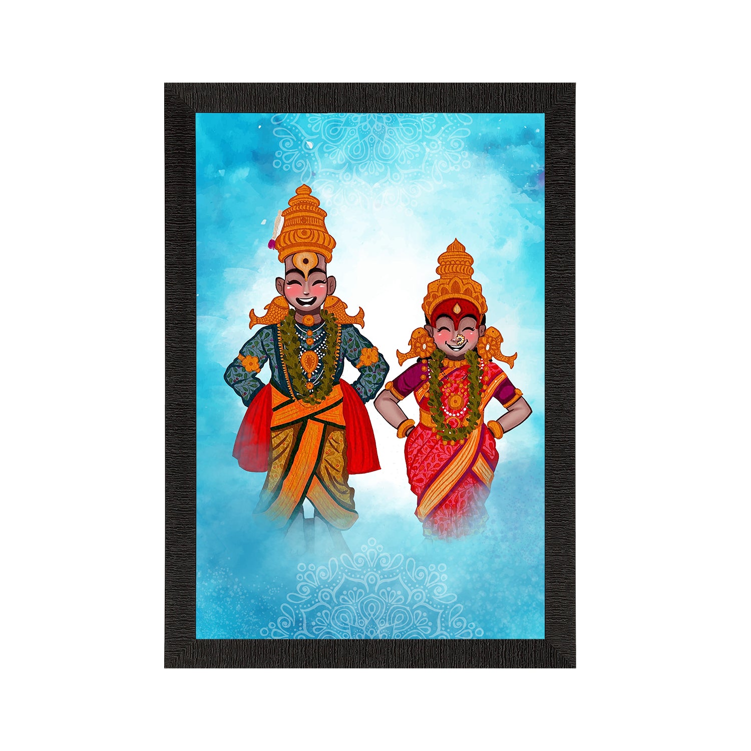 Lord Vitthal Rukmini Satin Matt Textured UV Digital Art Painting 2