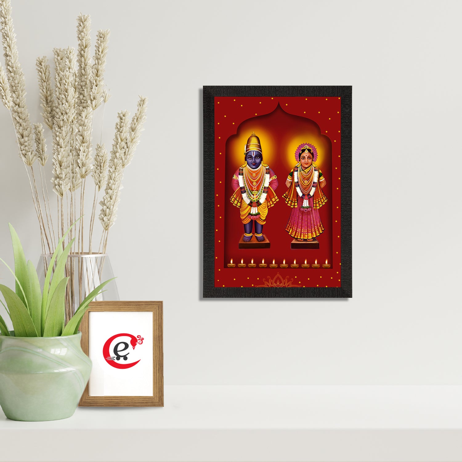 Lord Vitthal And Goddess Rukmini Satin Matt Textured UV Digital Art Painting