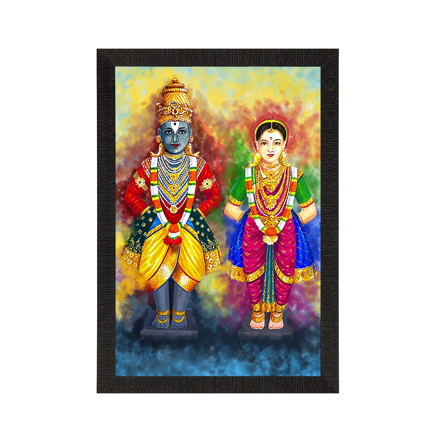 Lord Vitthal Rukmini Satin Matt Textured UV Digital Art Painting 2