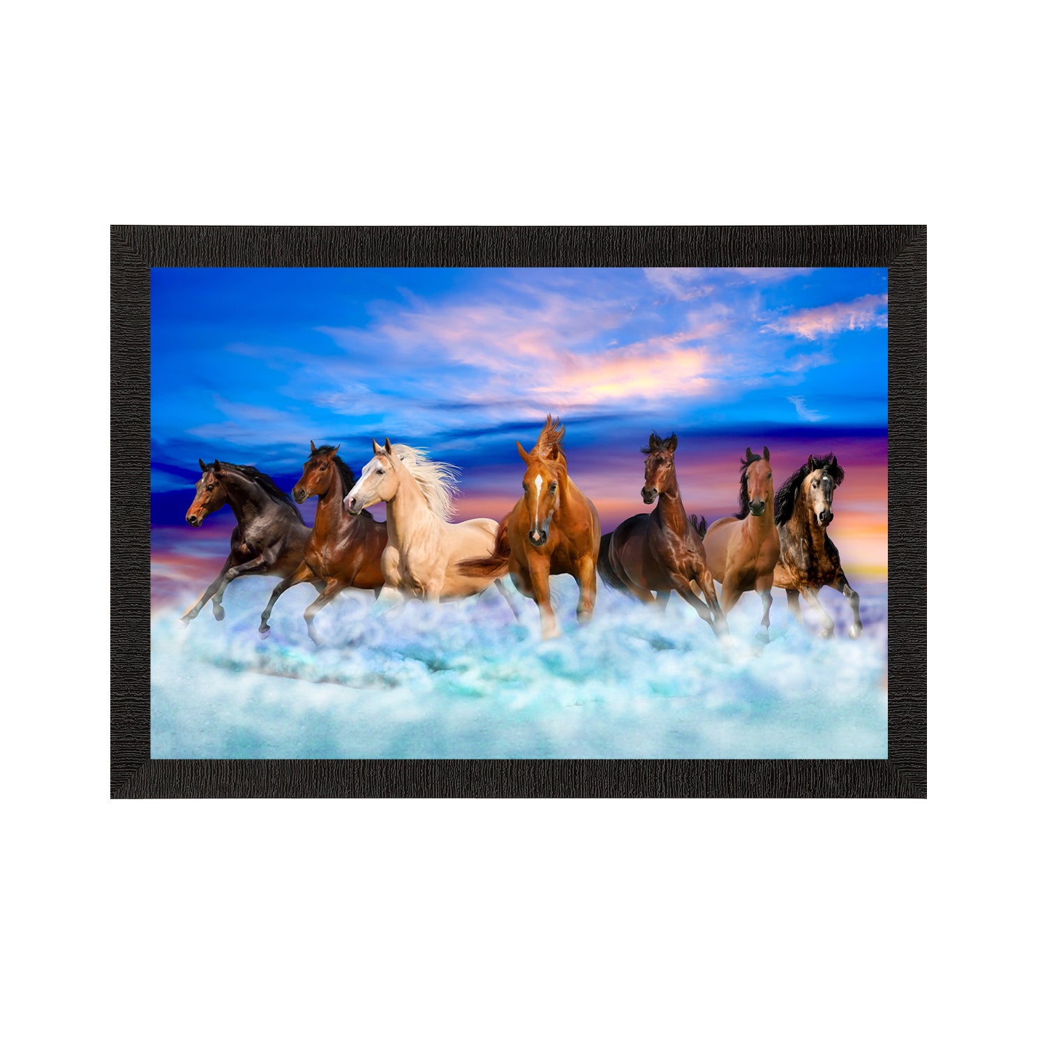 Seven Running Horses Painting Digital Printed Animal Wall Art