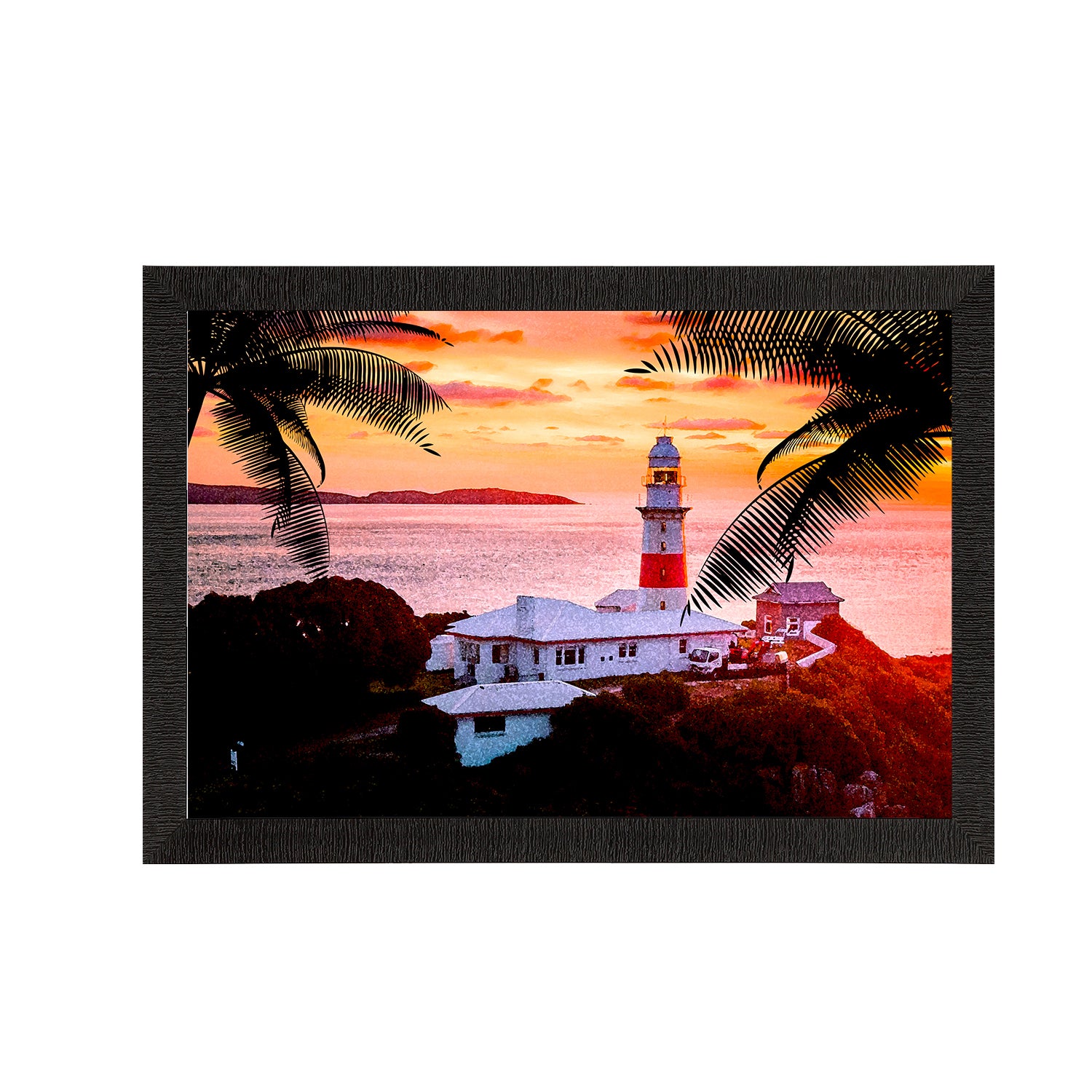 Seaside Lighthouse Scenic View Satin Matt Texture UV Art Painting