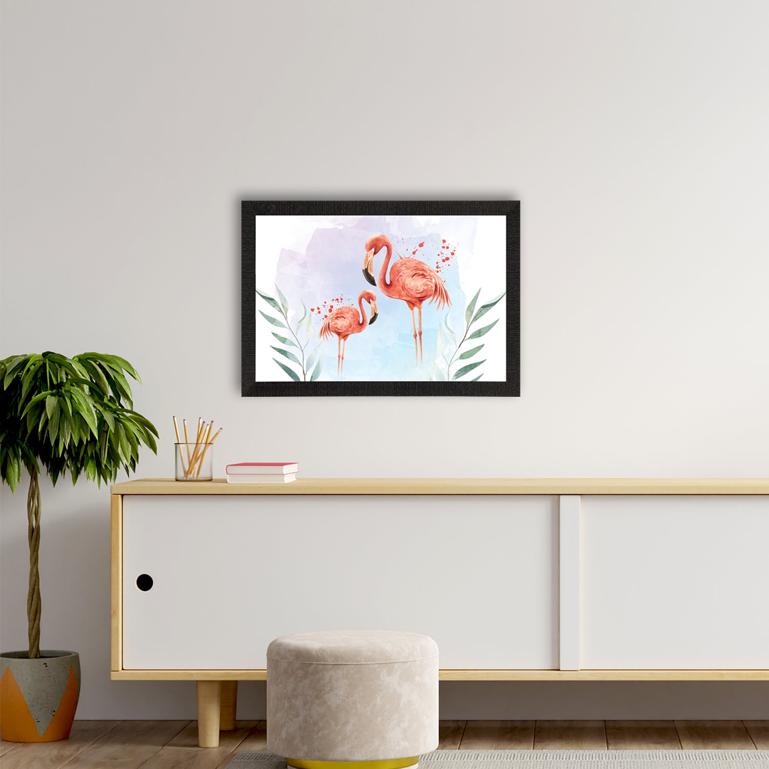 Pink Flamingo Satin Matt Texture UV Art Painting 2