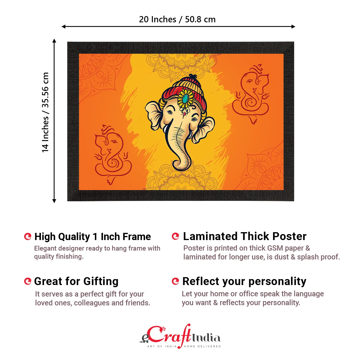 Lord Ganesha Satin Matt Texture UV Art Painting 3