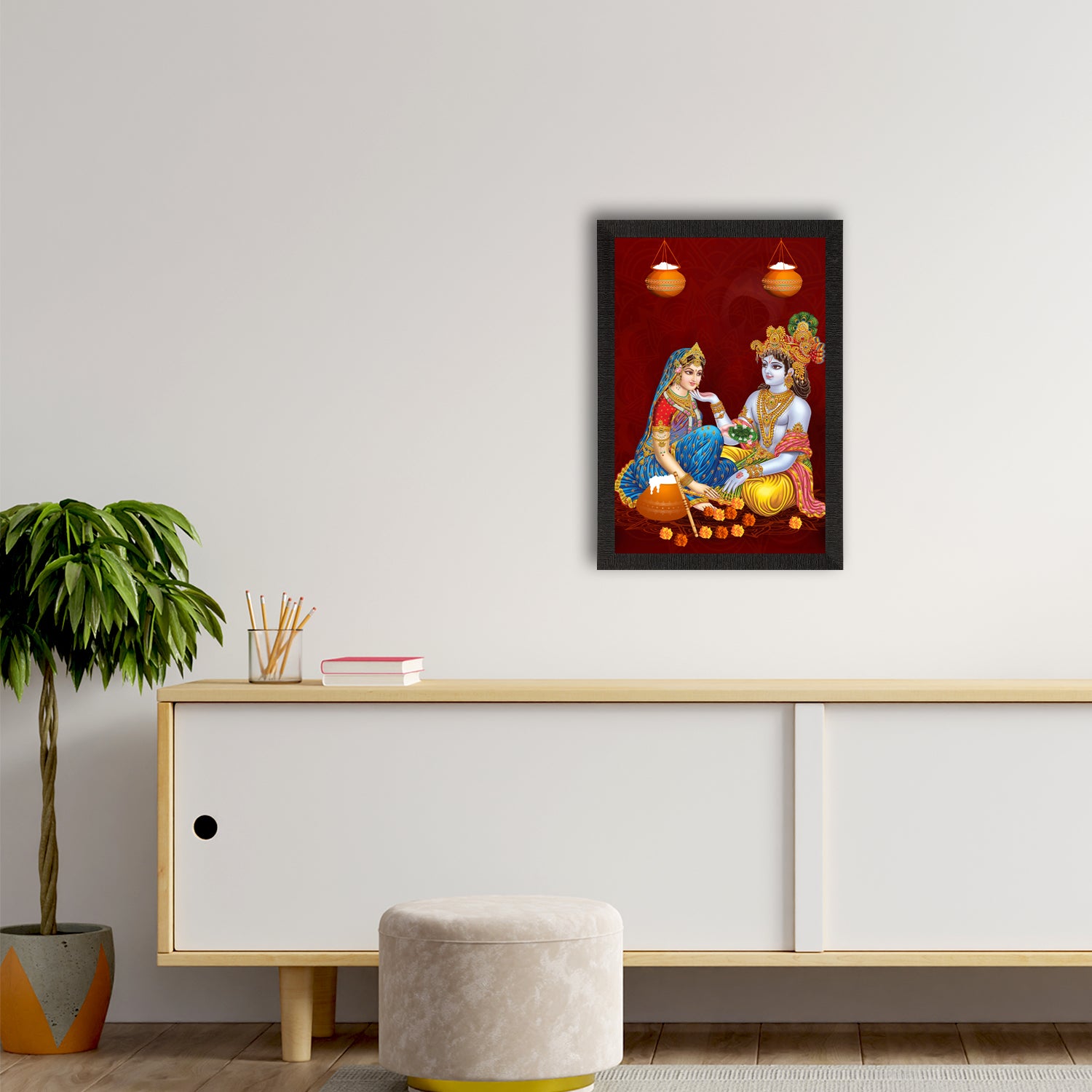 Radha Krishna Painting Digital Printed Religious Wall Art 2