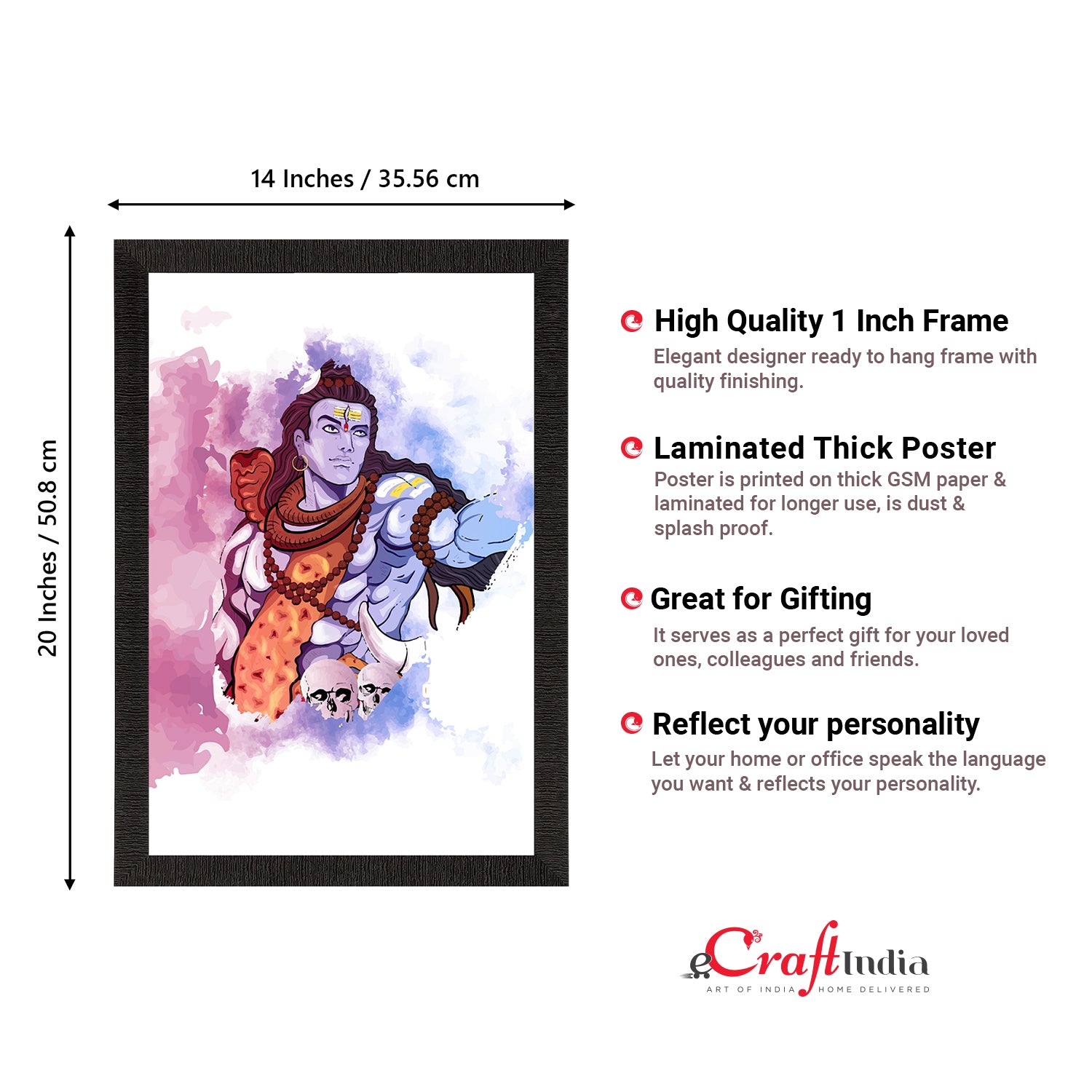 Lord Shiva Painting Digital Printed Religious Wall Art 3