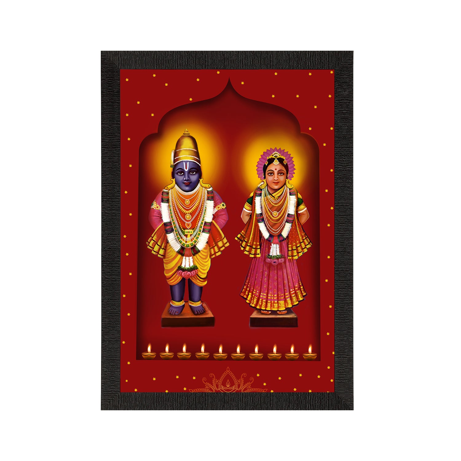 Lord Vitthal And Goddess Rukmini Satin Matt Textured UV Digital Art Painting 2