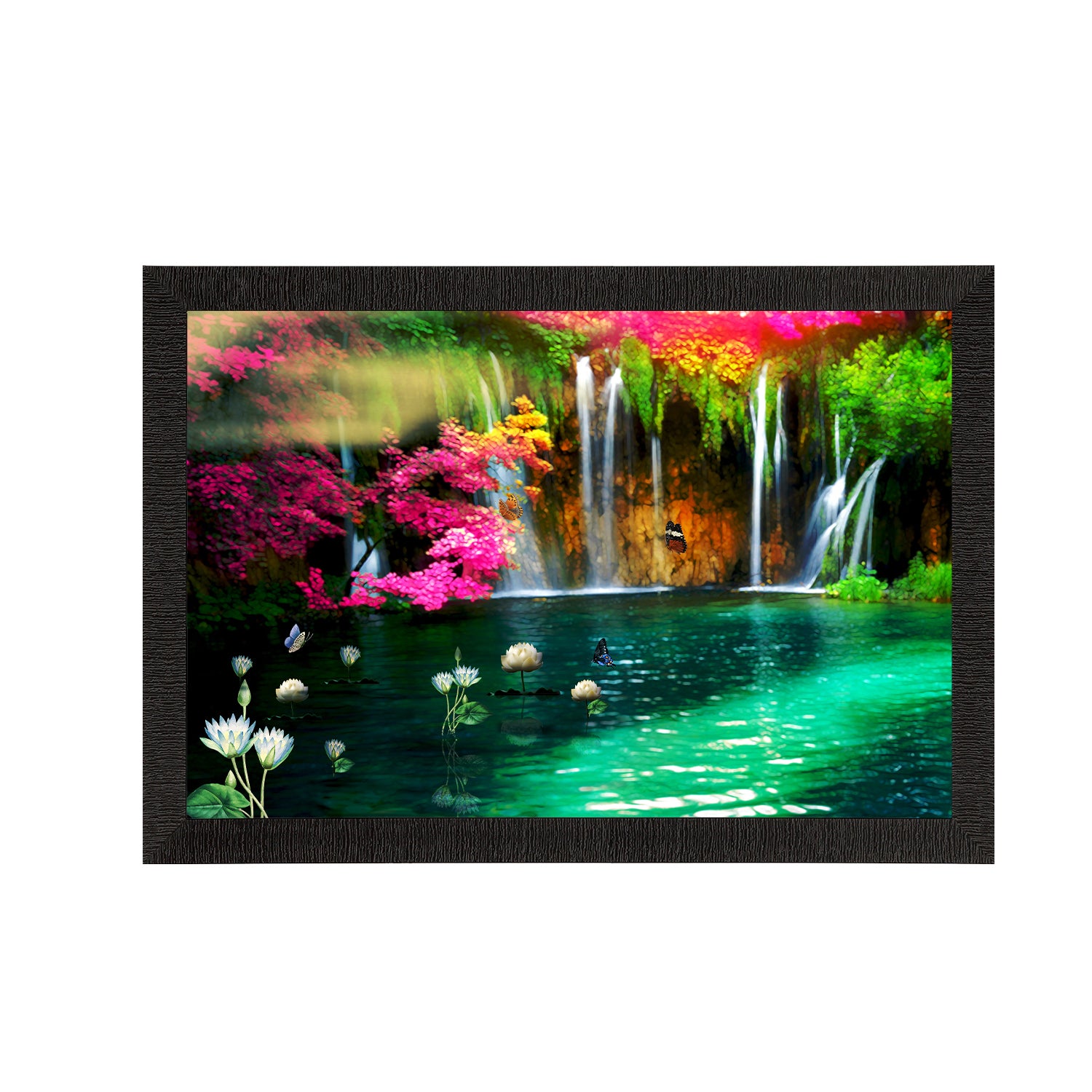 Beautiful Scenic Waterfall View Satin Matt Texture UV Art Painting