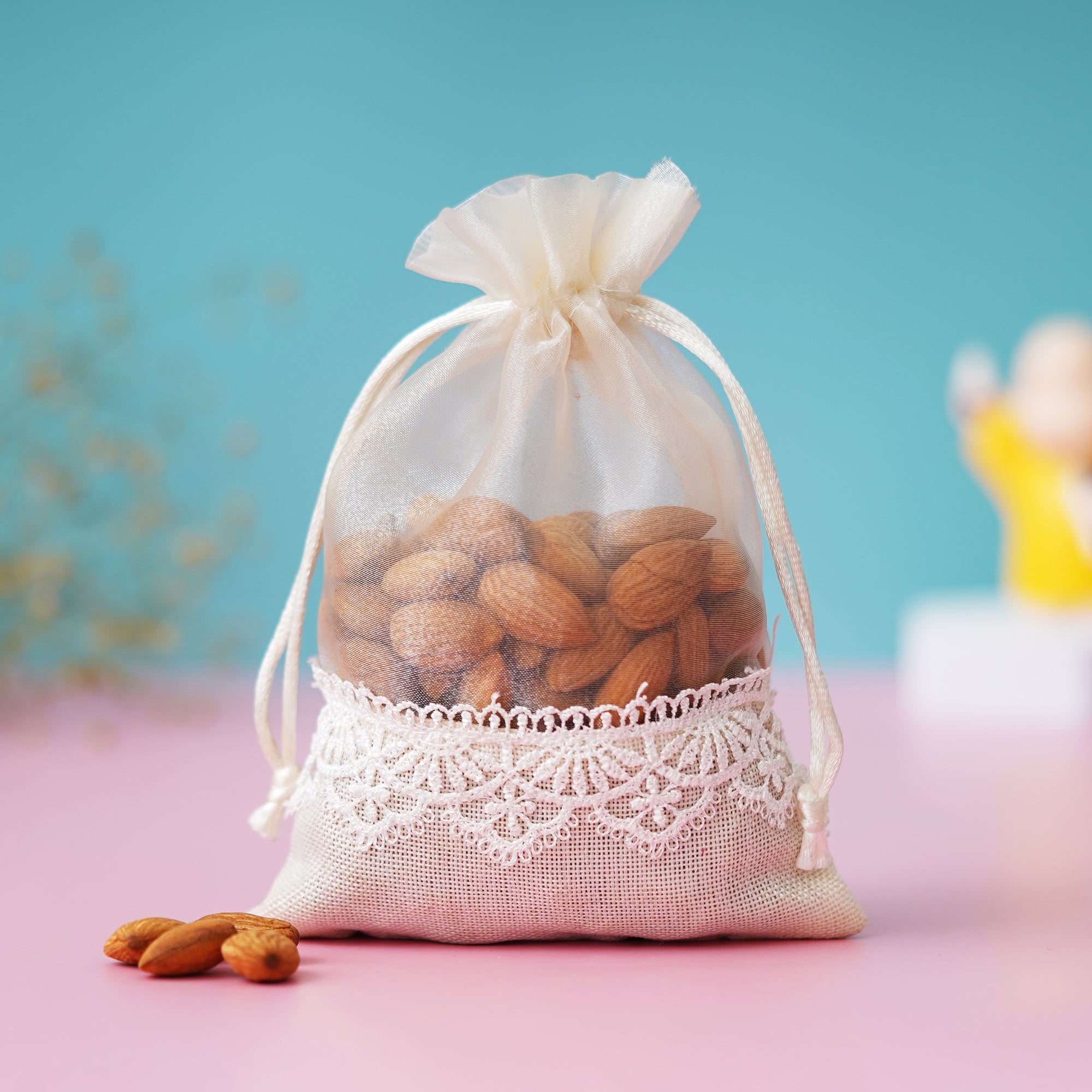 eCraftIndia The Festive Munching Box - 2 Potlis of Cashews, Almonds Dry Fruits (200gms Each), 1 Jar of Mix seeds (100gms) 2