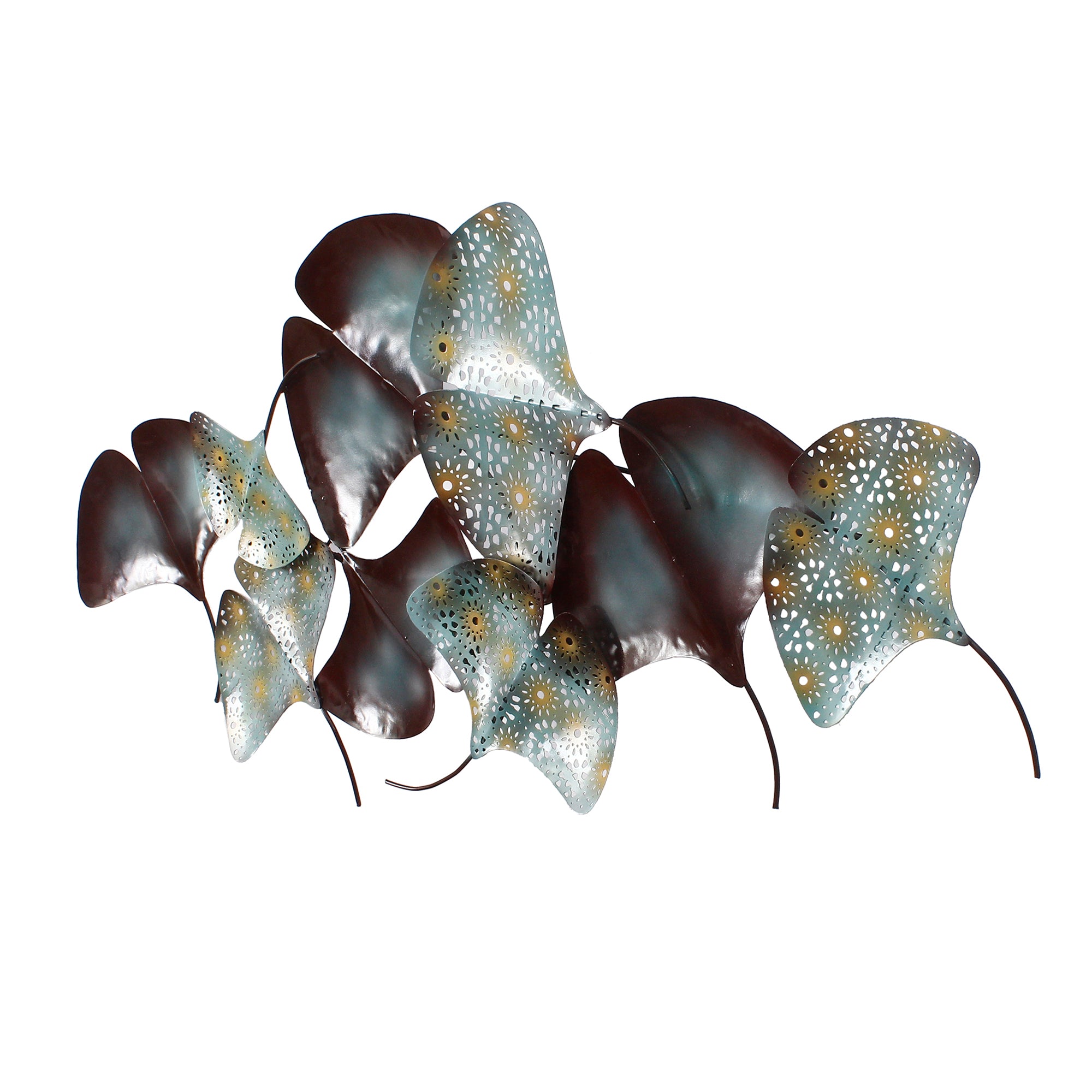 Abstract Colorful Leaves Collection Handcrafted Iron Wall Hanging with Background LED's 5
