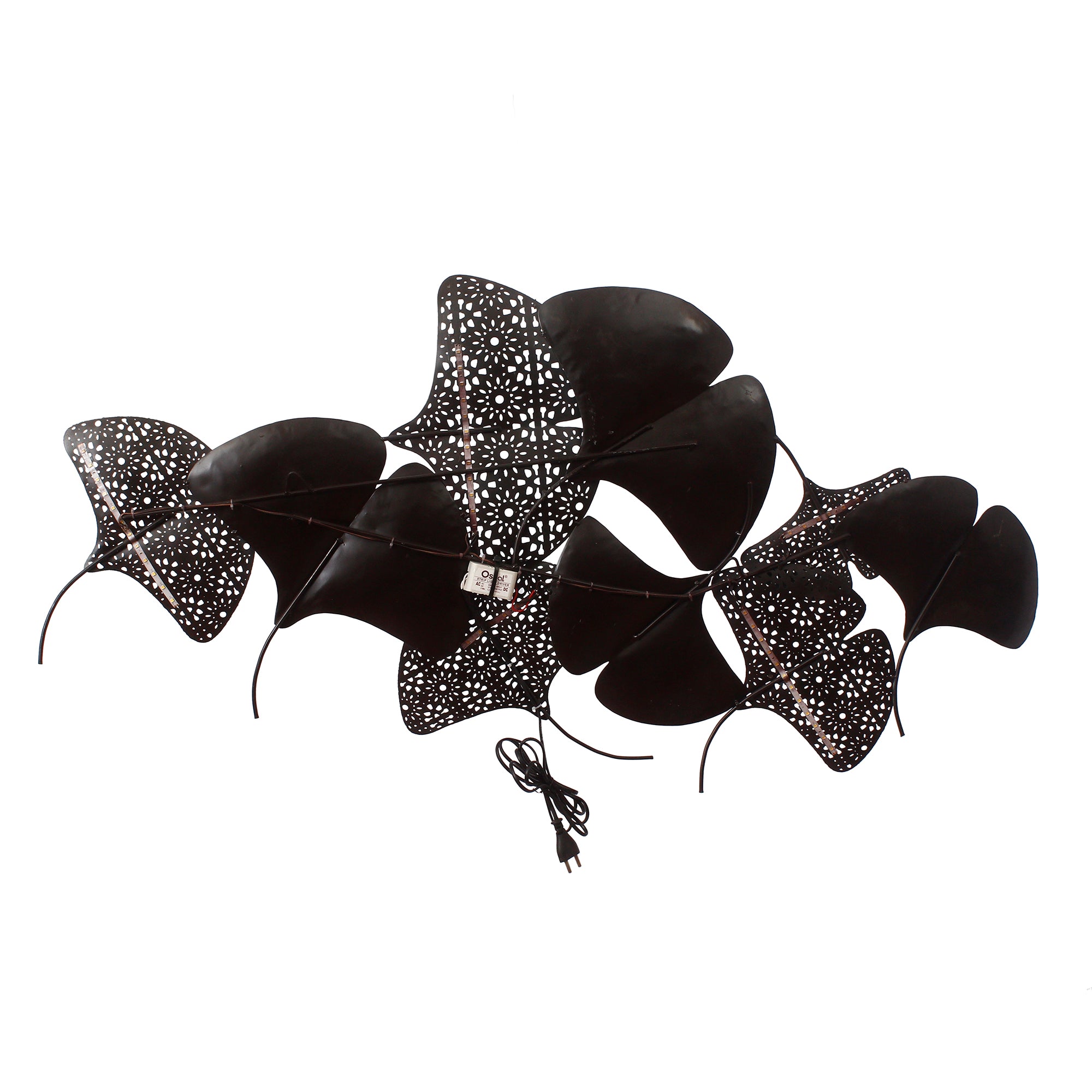 Abstract Colorful Leaves Collection Handcrafted Iron Wall Hanging with Background LED's 6