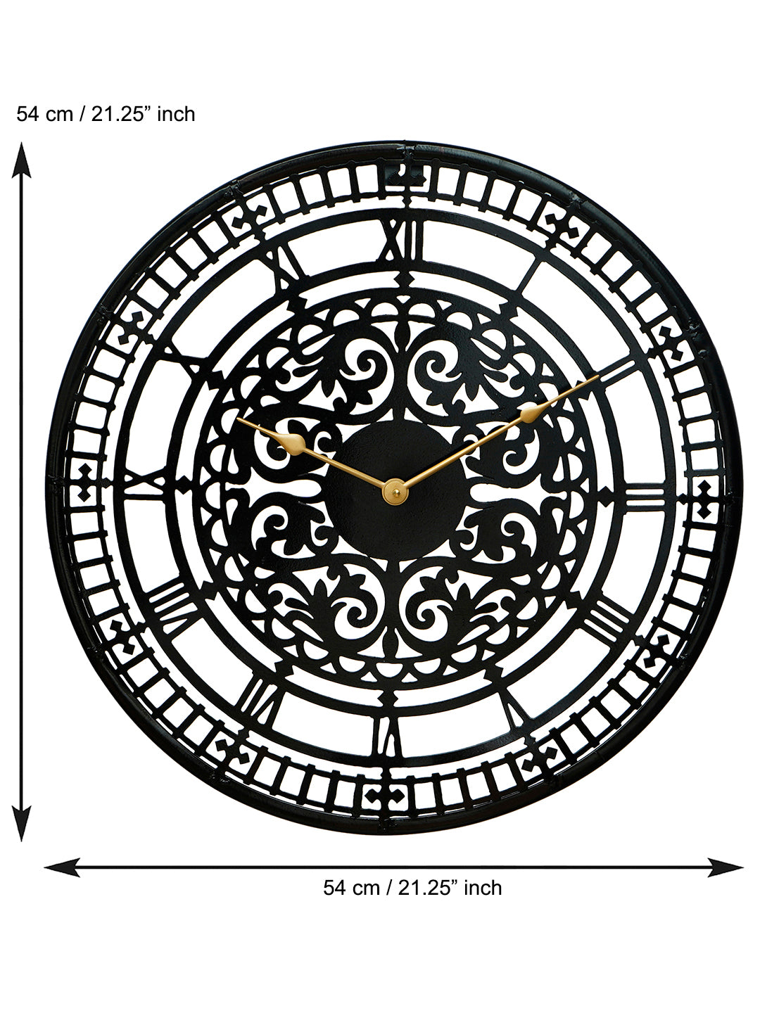 Black Round Shape Designer Wrought Iron Wall Clock (51x51 cm) 2