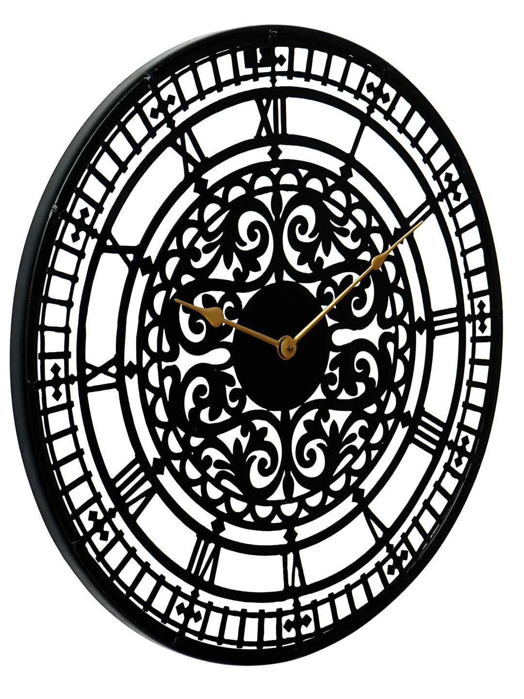 Black Round Shape Designer Wrought Iron Wall Clock (51x51 cm) 3