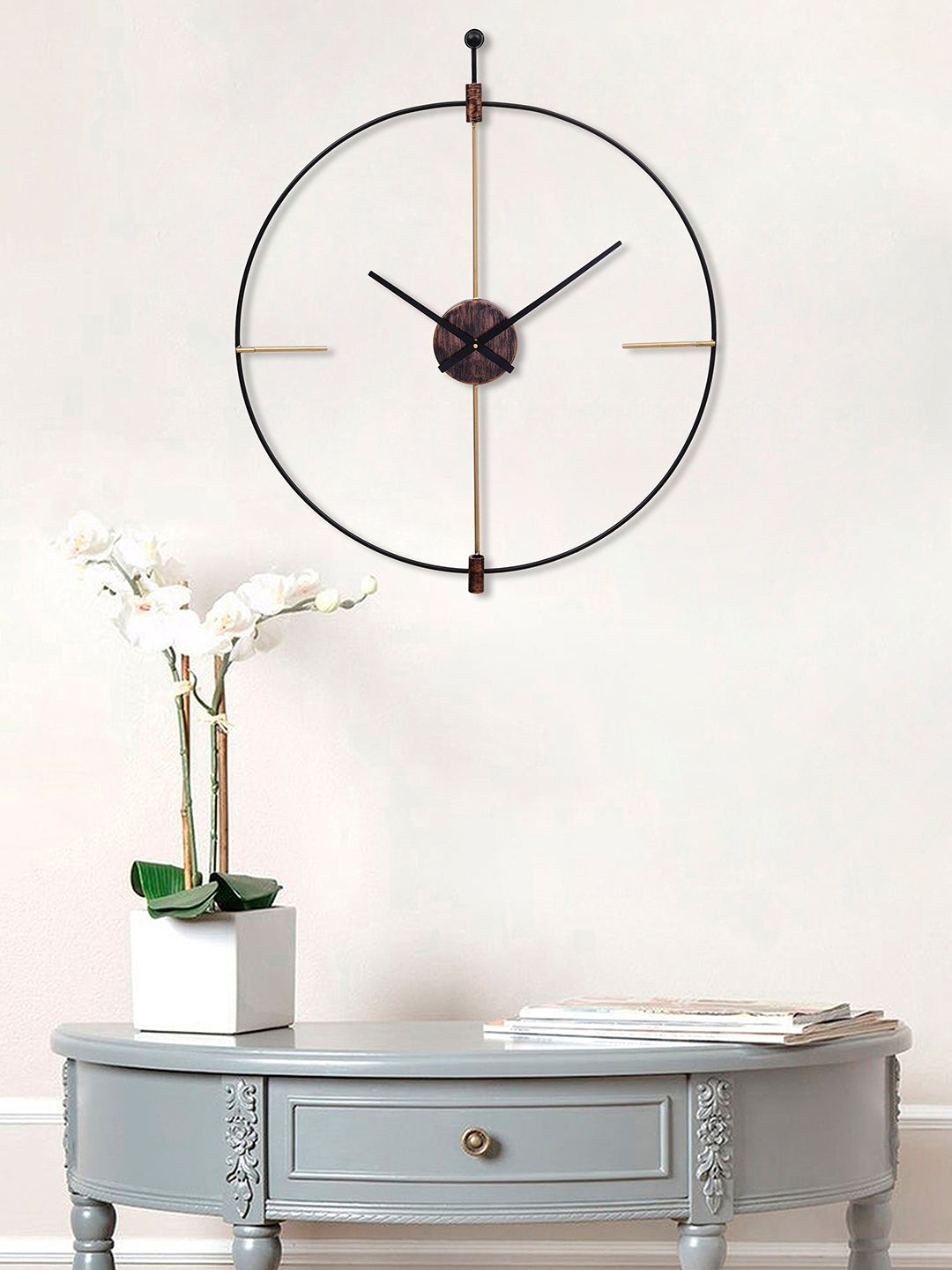 Black Round Iron Wall Mounted Clock without Glass (67*57 cm), Made in India 1