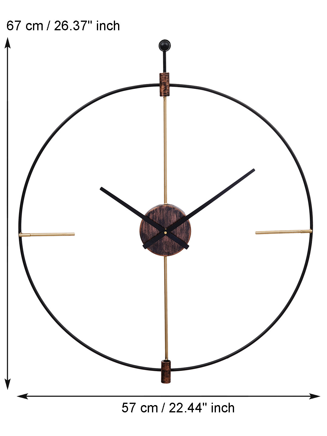 Black Round Iron Wall Mounted Clock without Glass (67*57 cm), Made in India 2