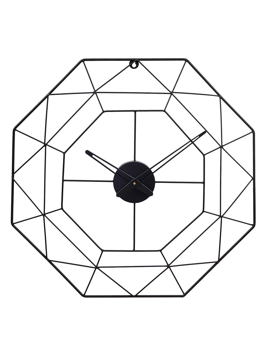 Black Iron Octangle Stylish Wall Mounted Wall Clock without Glass (58*58 cm), Made in India