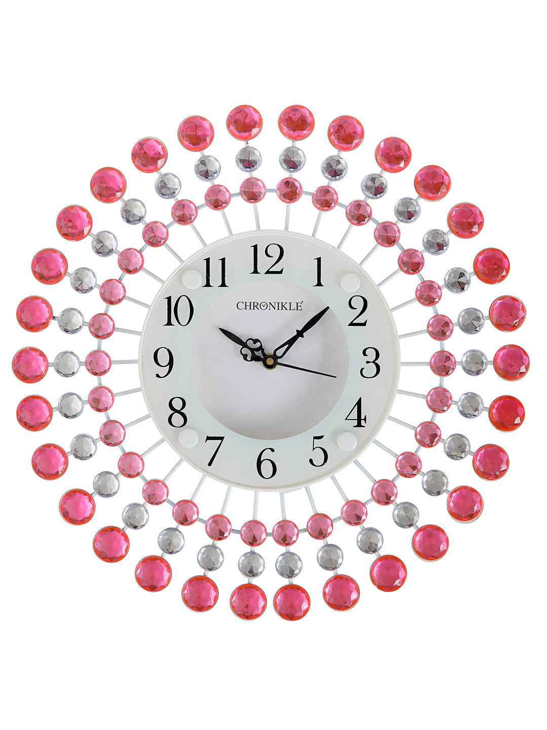 Diamond Series Flower Design Rott Iron Wall Clock (36.5cm*36.5cm*4cm) (Pink)