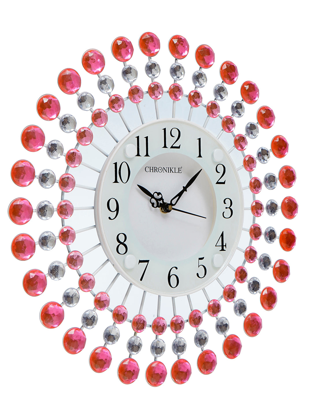 Diamond Series Flower Design Rott Iron Wall Clock (36.5cm*36.5cm*4cm) (Pink) 3