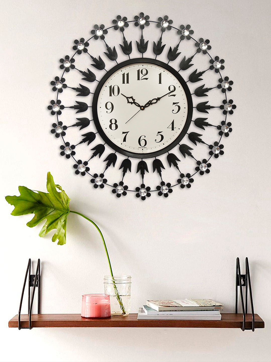 Metal Superb Designer Diamond Wall Clock (Black, 61*61*5 cm) 1