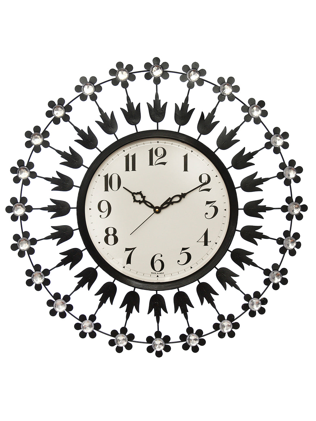 Metal Superb Designer Diamond Wall Clock (Black, 61*61*5 cm)