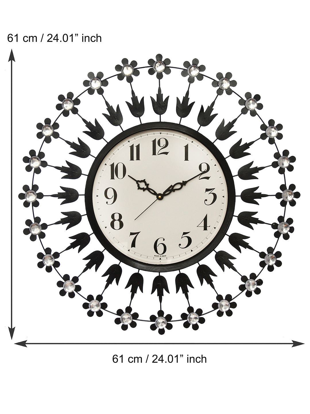 Metal Superb Designer Diamond Wall Clock (Black, 61*61*5 cm) 2