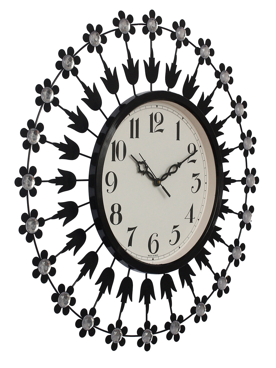 Metal Superb Designer Diamond Wall Clock (Black, 61*61*5 cm) 3