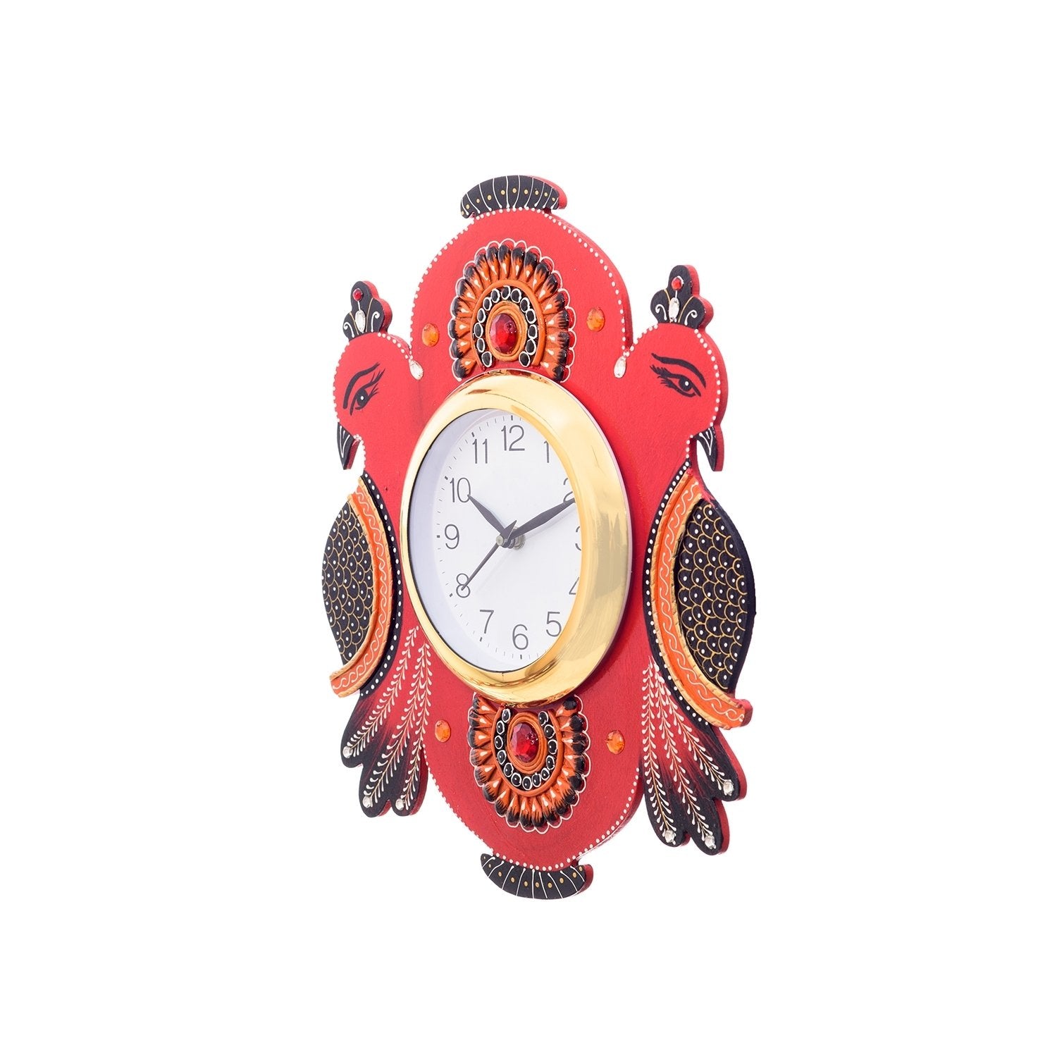 Handicrafted Papier Mache Wooden Peacocks Decorative Wall Clock 5