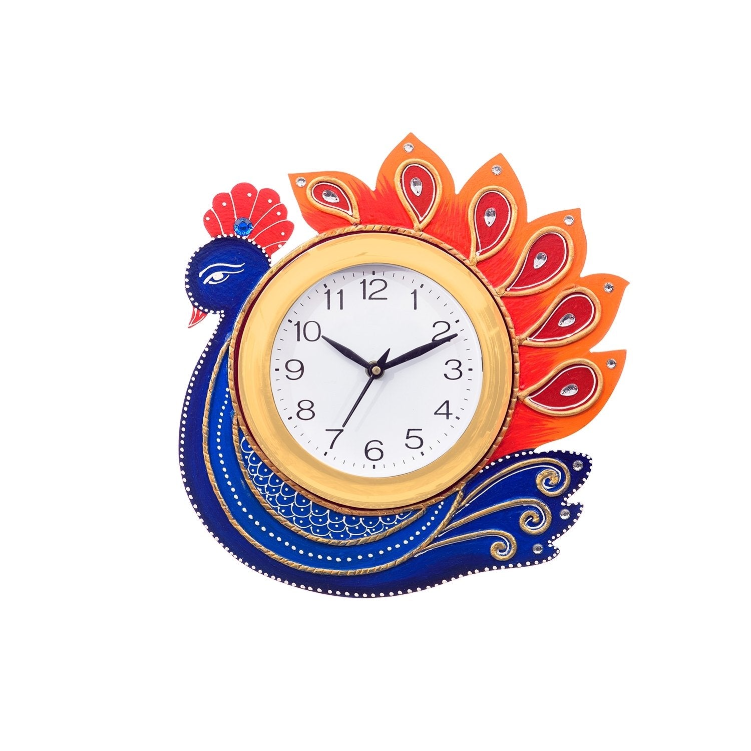 Handcrafted Papier-Mache Peacock Wall Clock