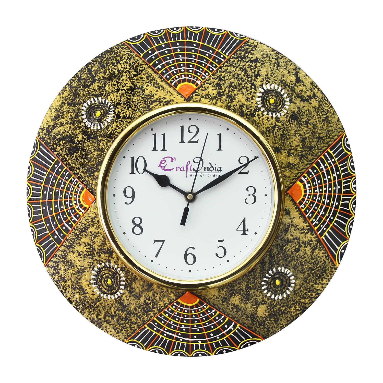 Round Shape Papier-Mache Wooden Wall Clock