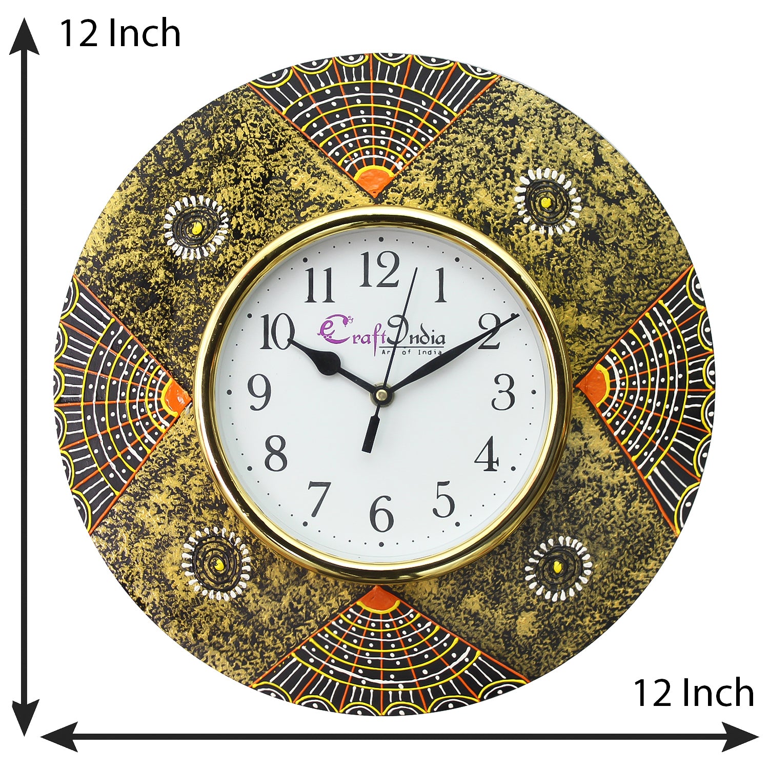 Round Shape Papier-Mache Wooden Wall Clock 2