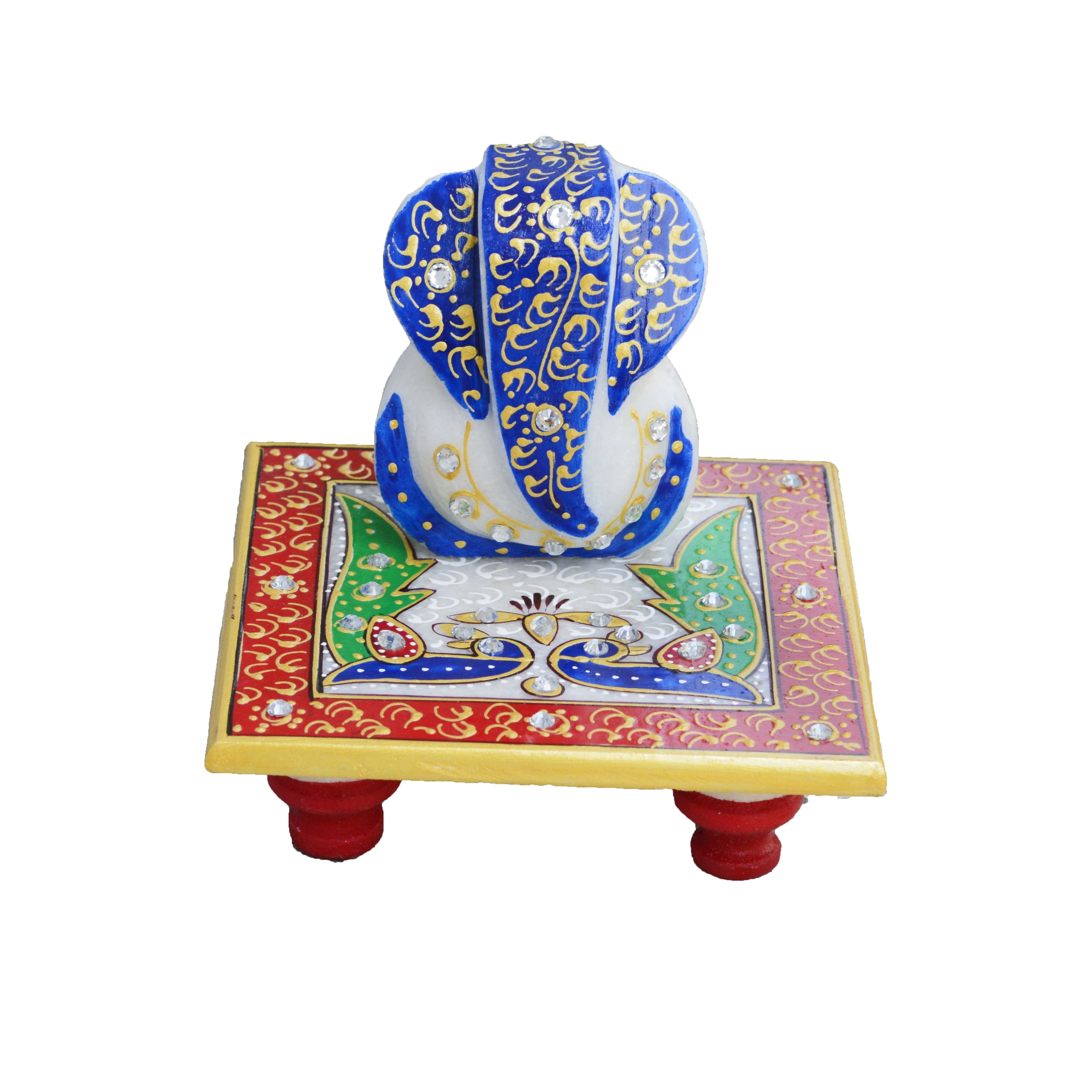 Glorious Lord Ganesha with Peacock on Marble Chowki