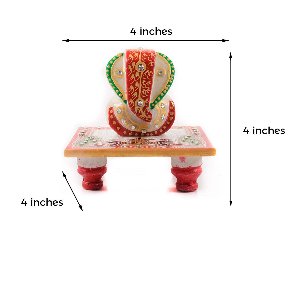 Designer Wooden Bhai Rakhi with Lord Ganesha Marble Chowki and Roli Tikka Matki, Best Wishes Greeting Card 1